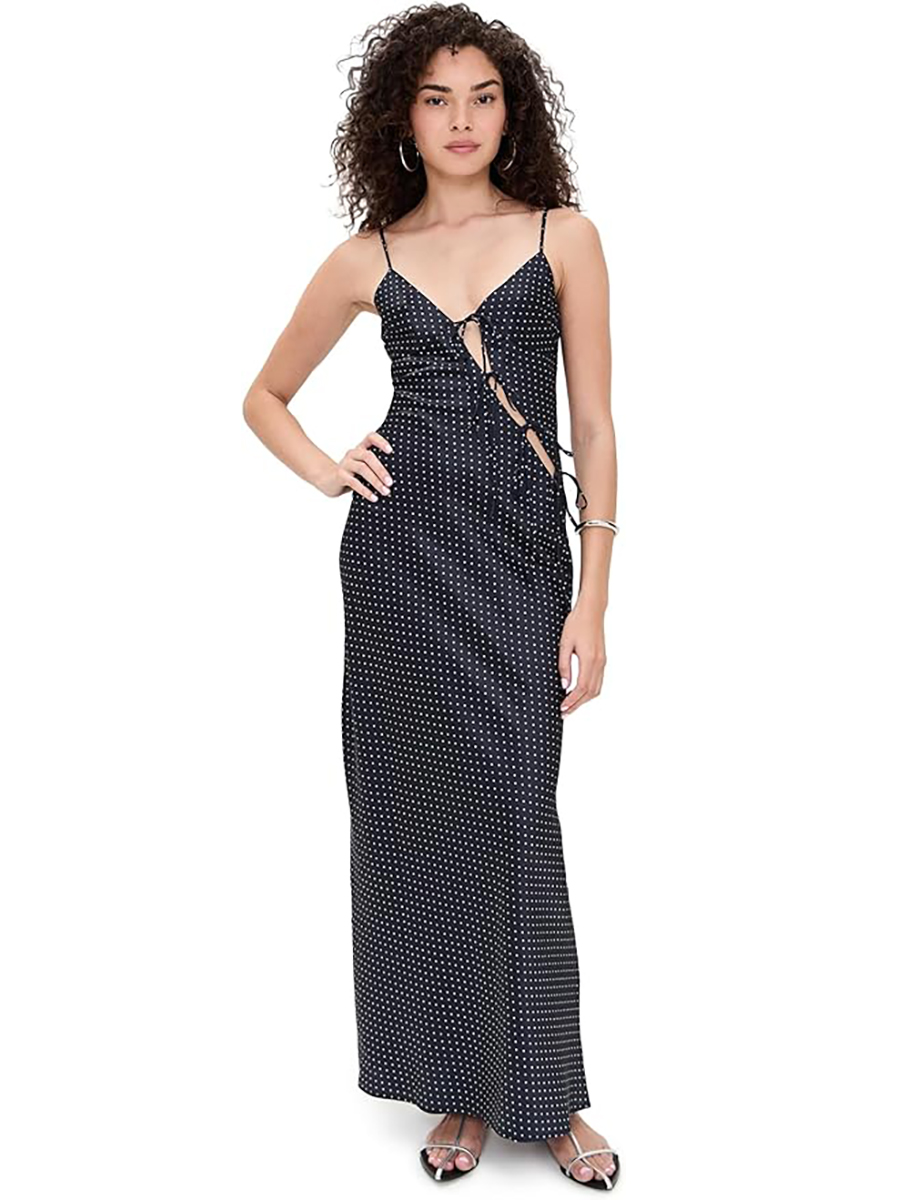 Lioness, Lioness Women&#039;s About a Girl Maxi Dress, Onyx Polka, Black, Print, M