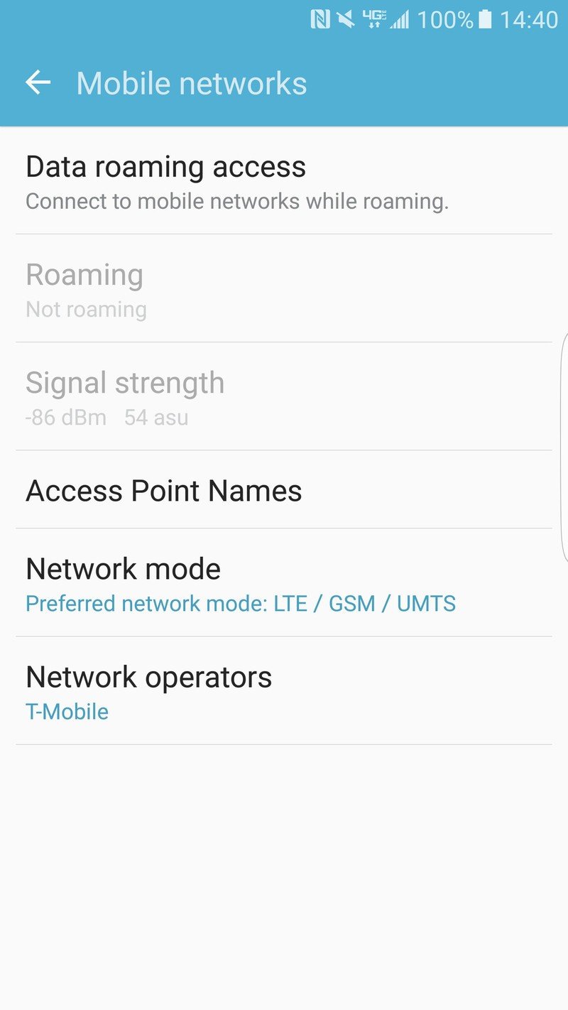 Mobile network settings