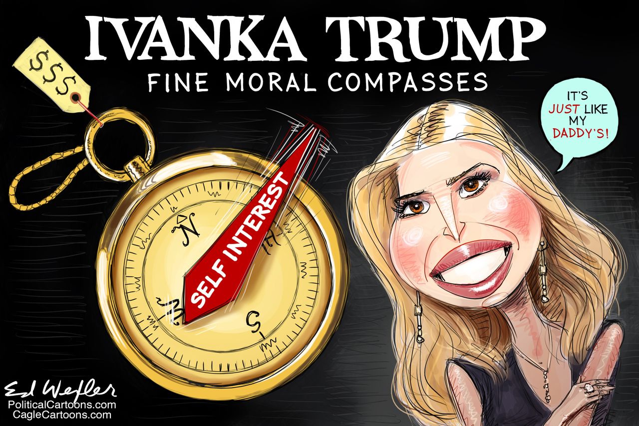 Political Cartoon U.S. Ivanka Trump moral compass&amp;amp;nbsp;