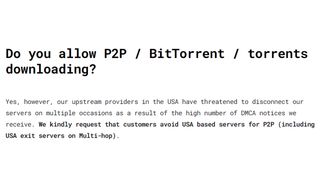 IVPN torrent policy