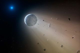 A planet orbiting too close to its star is slowly being torn apart. A study of the stellar surface reveals carbon and calcium that could have once formed a limestone-rich crust.
