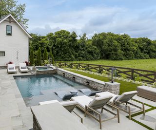 modern farmhouse swimming pool and garden