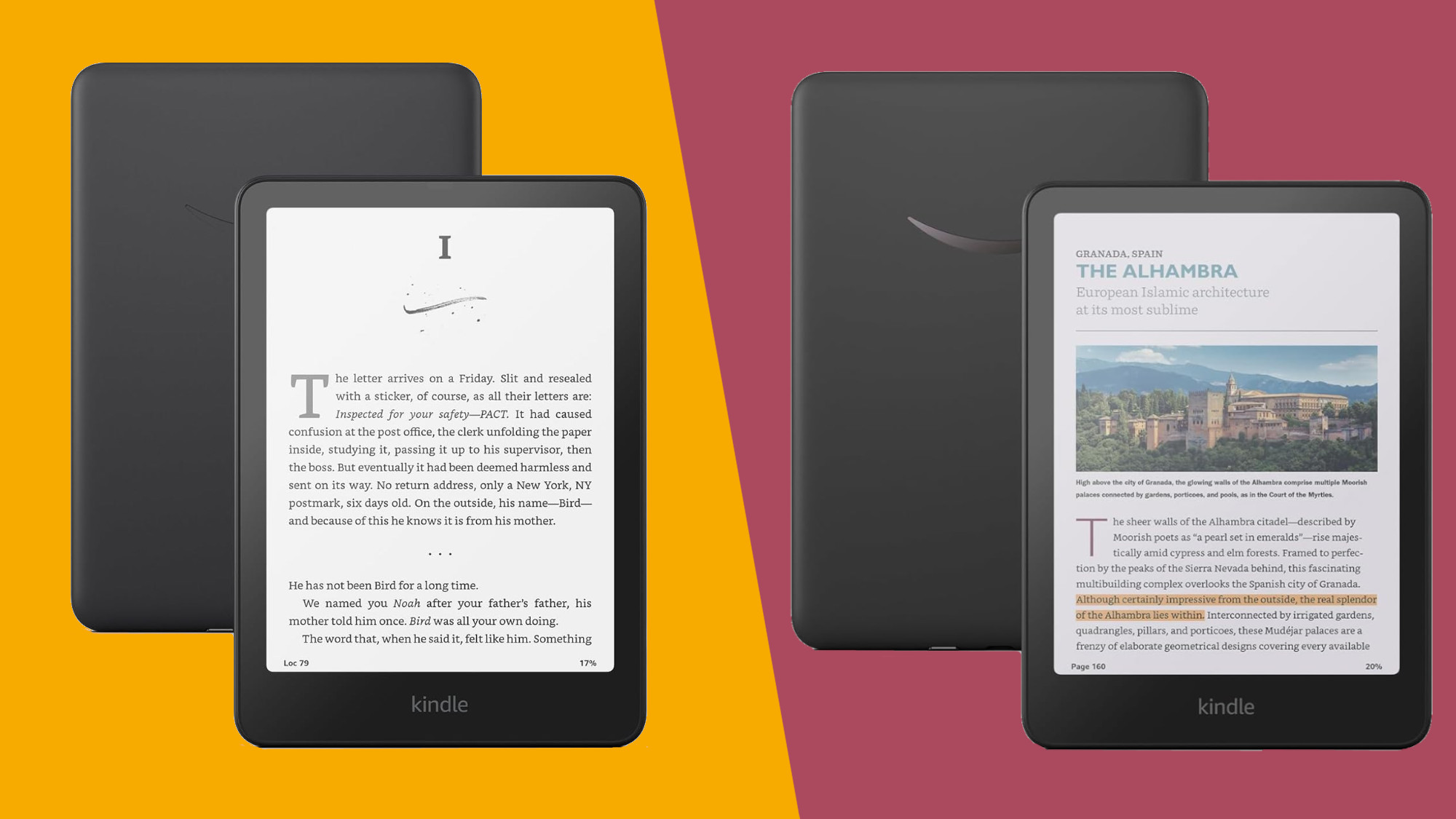 Amazon Kindle Paperwhite and Kindle Colorsoft side by side