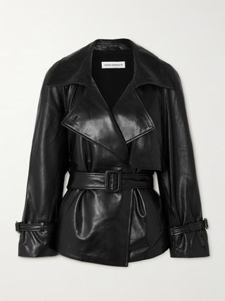 Nour Hammour, Brea oversized belted leather jacket