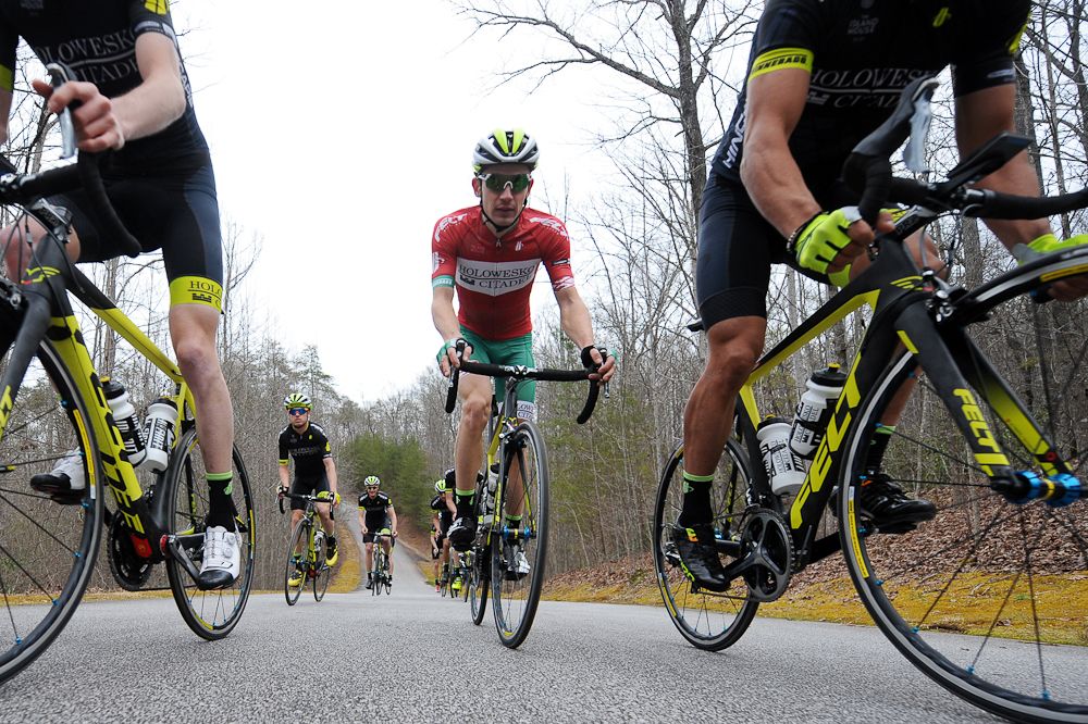 two time Belrus champion Andrei Krasilnikau rides with the team