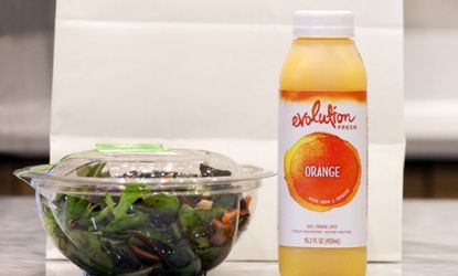 Starbucks is squeezing a little more out of its brand with Evolution Fresh, a health food joint serving up salad, smoothies, and juice.