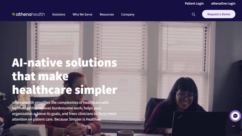 Website screenshot of athenahealth (October, 2025)