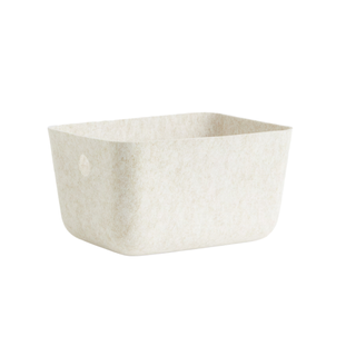 A white felted storage basket