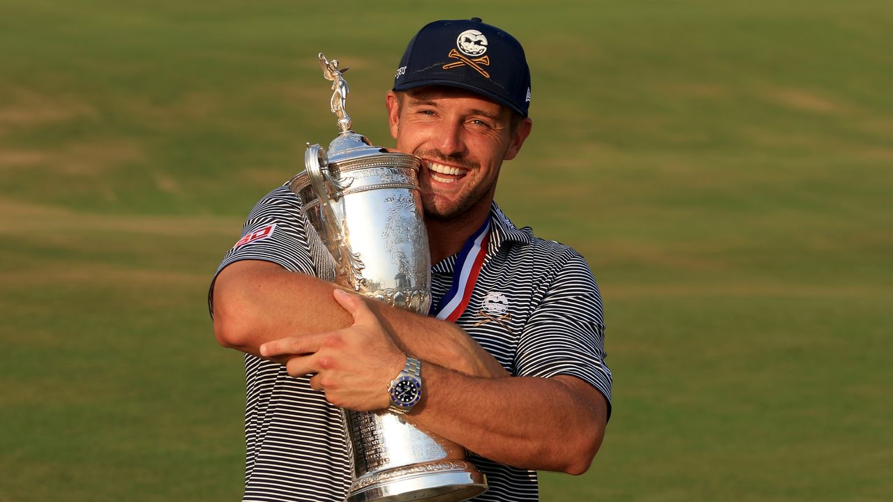 Bryson DeChambeau with the trophy after his victory at the US Open