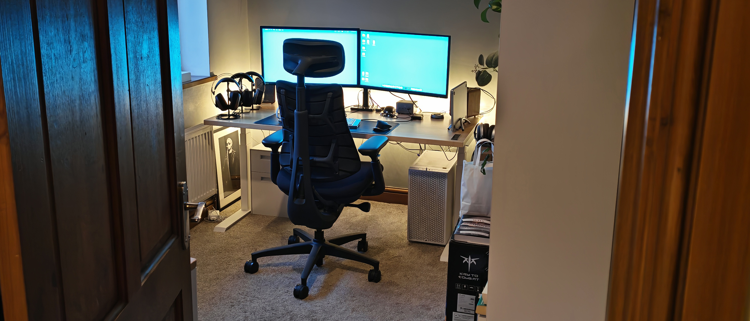 A selection of LiberNovo Omni office chairs in a home work place. 