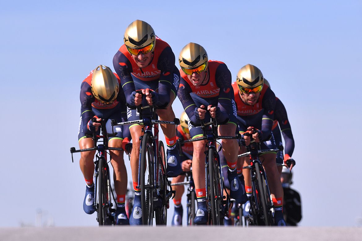 Bahrain-Merida on the Tirreno-Adriatico's opening stage