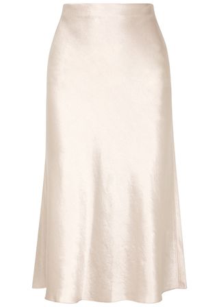 Hammered Satin Midi Skirt