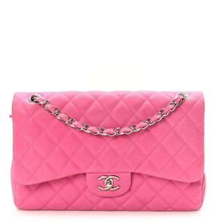 Chanel Iridescent Caviar Quilted Jumbo Double Flap Pink