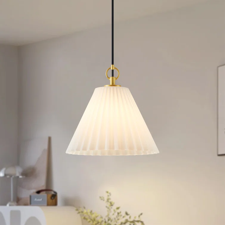 Mercer41, Pendant Light With Opal Ribbed Glass Shade