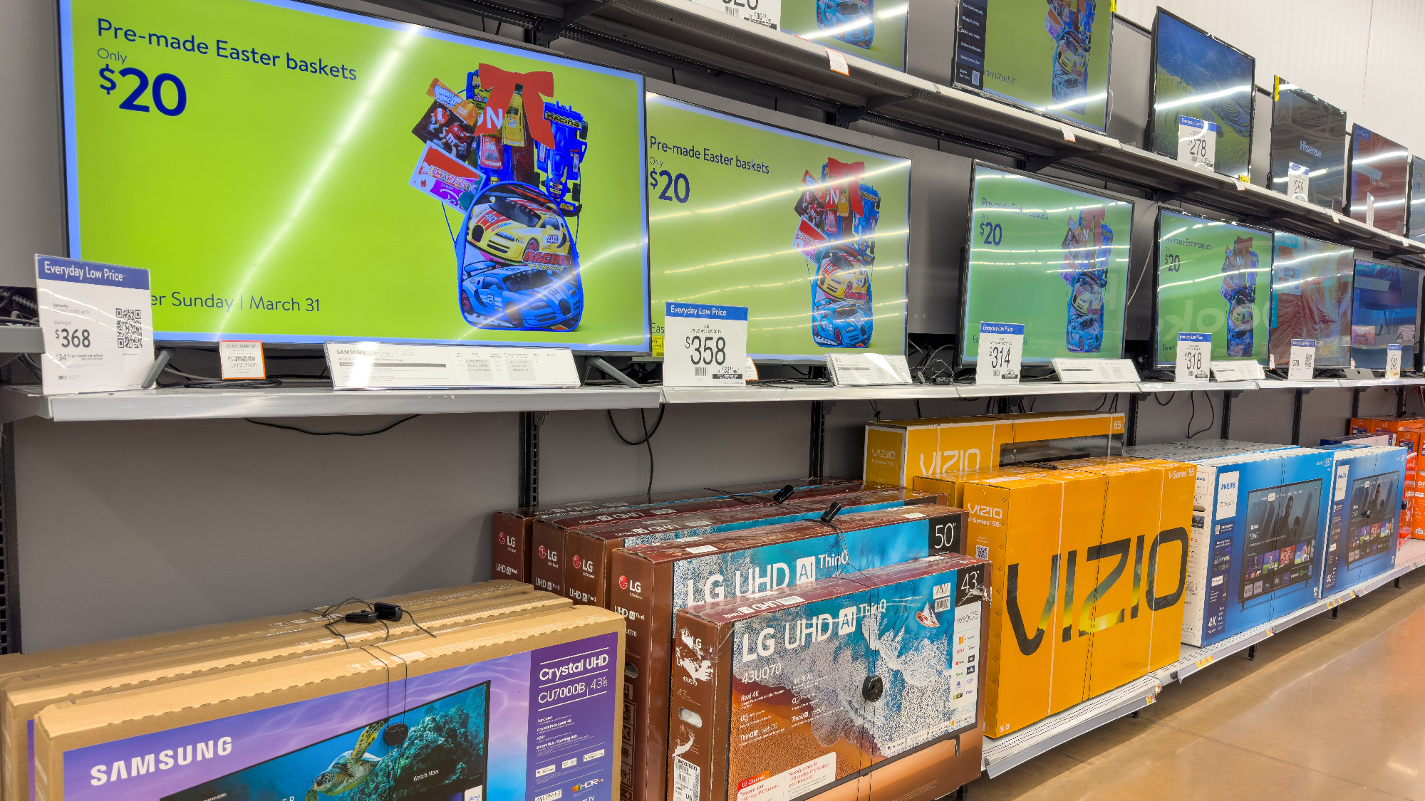 Refurbished TVs in department store