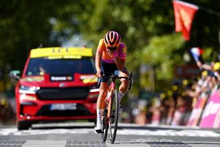 ALBI FRANCE JULY 27 Ricarda Bauernfeind of Germany and Team CanyonSRAM Racing celebrates at finish line as stage winner during the 2nd Tour de France Femmes 2023 Stage 5 a 1261km stage from OnetleChteau to Albi 572m UCIWWT on July 27 2023 in Albi France Photo by Tim de WaeleGetty Images