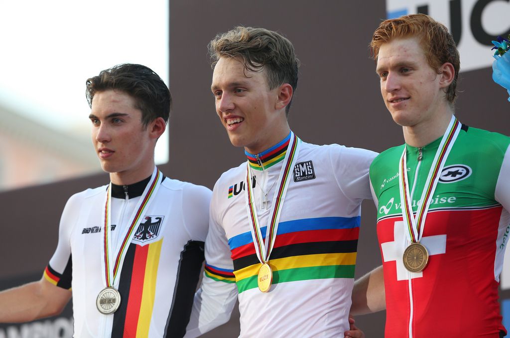 The podium of Niklas Markl (Germany), Jakob Egholm (Denmark) and Reto Muller (Switzerland)