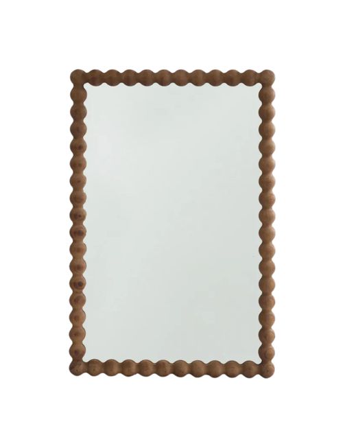 Rectangular Wall Mirror With Wooden Border