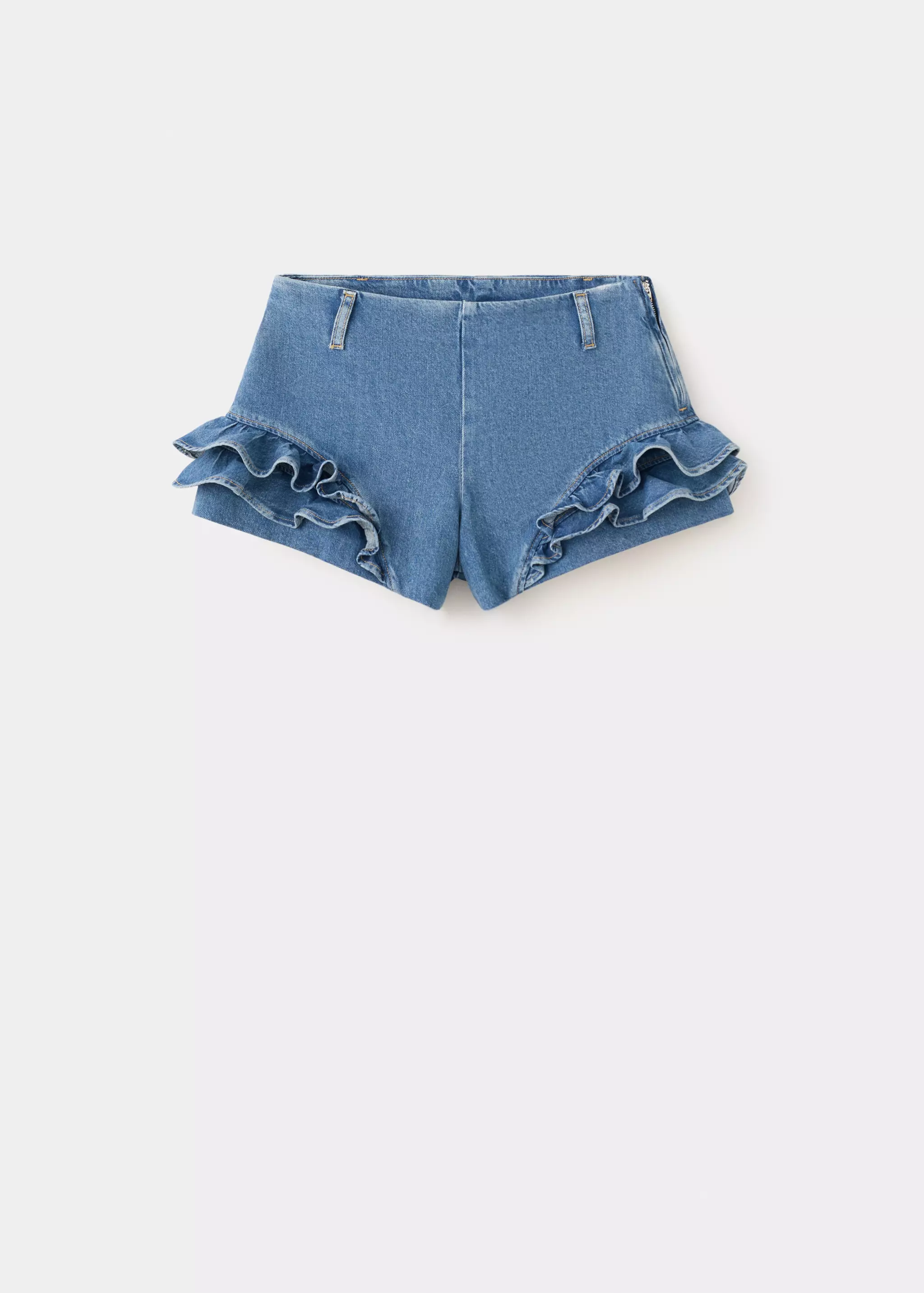 Frilled Denim Mini Shorts - Women | Mango United Kingdom
