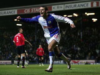 BLACKBURN, UNITED KINGDOM - FEBRUARY 01: David Bentley of Blackburn Rovers celebrates after scoring during the Barclays Premiership match between Blackburn Rovers and Manchester United at Ewood Park on February, 2006 in Blackburn, England. (Photo by Shaun Botterill/Getty Images)