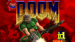 The title screen of the classic video game DOOM.