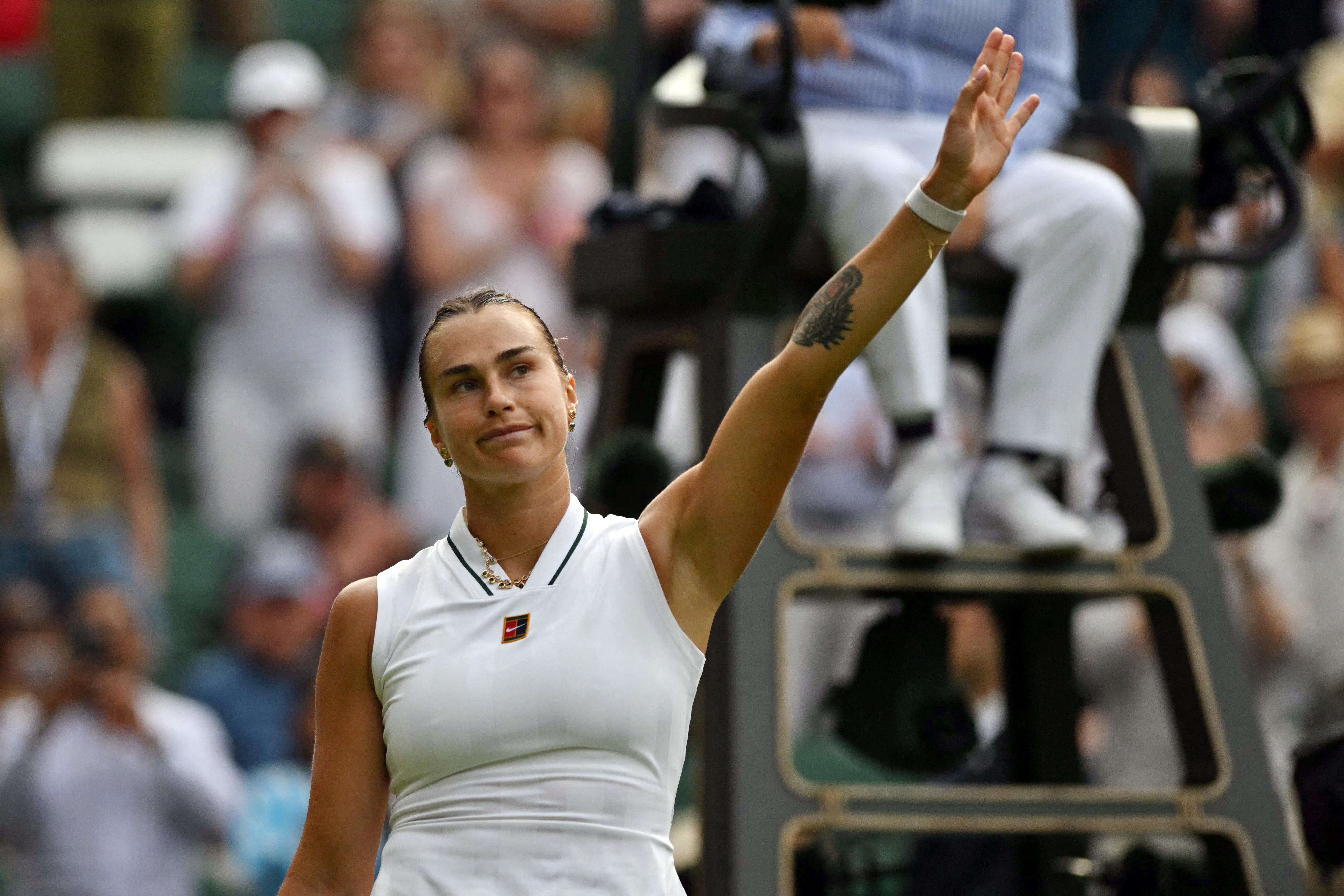 Aryna Sabalenka wore Material Good jewelry during her first Wimbledon 2026 match