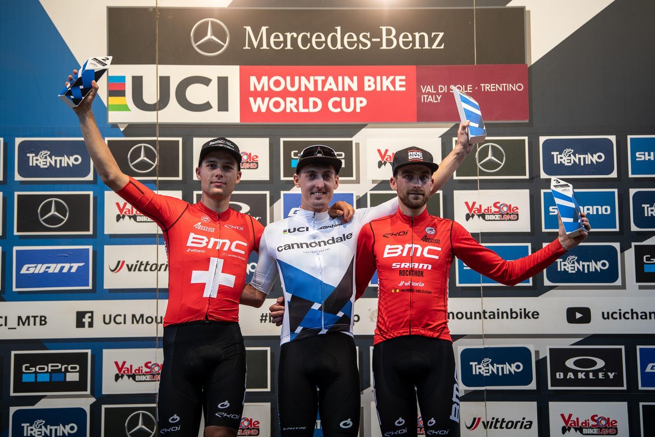 Final World Cup overall: l to r - Filippo Colombo, Alan Hatherly, Titouan Carod