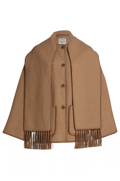 Toteme Embroidered Wool-Blend Scarf Jacket