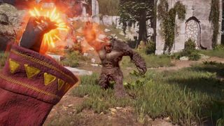 Fighting a troll in the Oblivion Remaster.