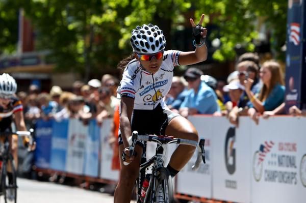 Coryn Rivera (Peanut Butter &amp; Co) claims another win and her last junior criterium title.