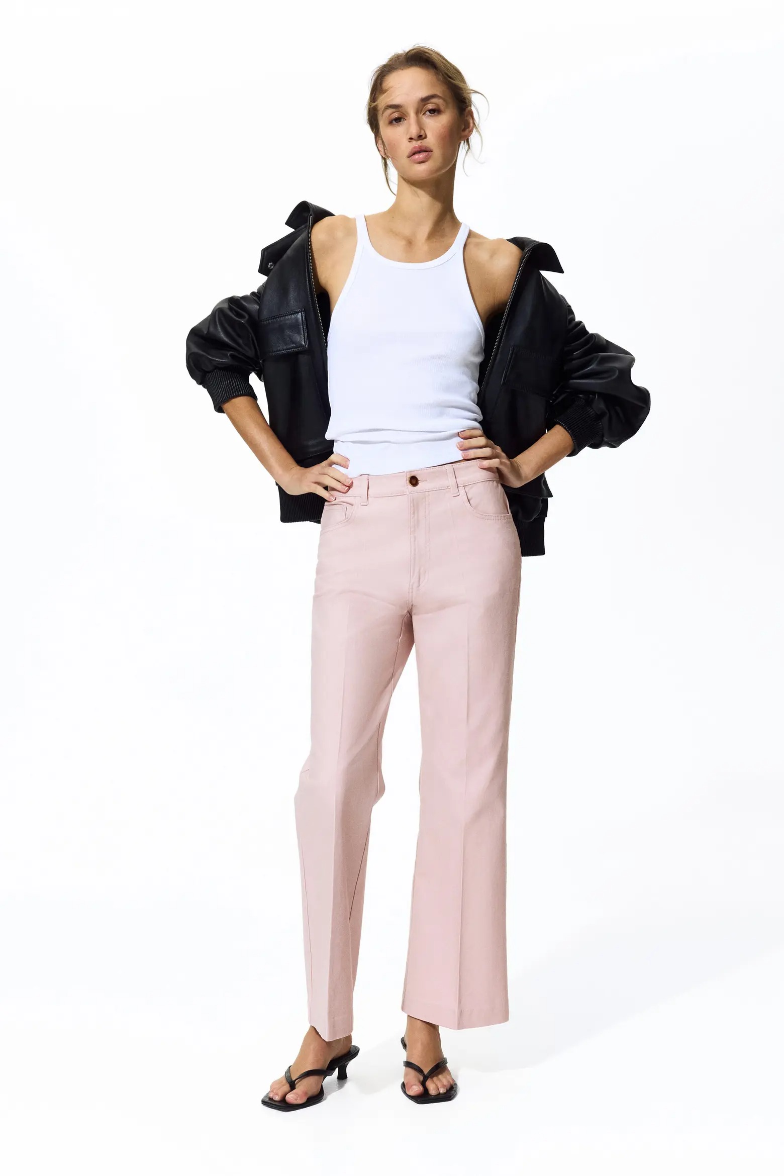 H&amp;amp;M, Bootcut Cotton Canvas Trousers