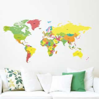 Labelled World Map Wall Stickers