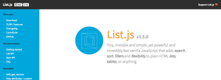 Add search, sort, filters and flexibility to HTML lists and tables with List.js