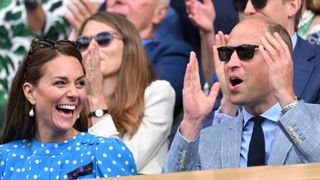 Catherine, Duchess of Cambridge and Prince William, Duke of Cambridge attend day 9 of the Wimbledon Tennis Championships at All England Lawn Tennis and Croquet Club on July 05, 2022 in London, England.