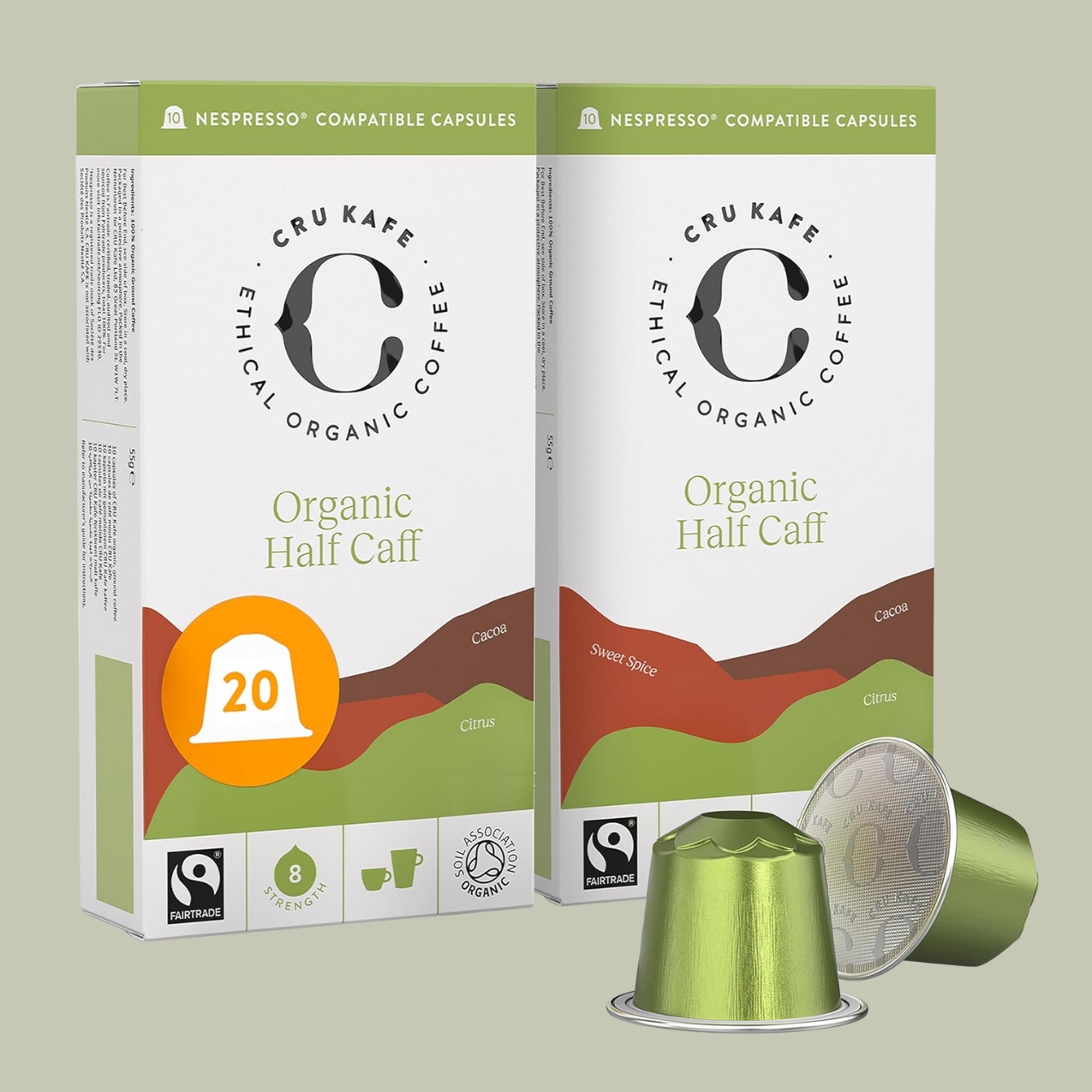 CRU Kafe, Cru Kafe Organic Half Caff Espresso Pods
