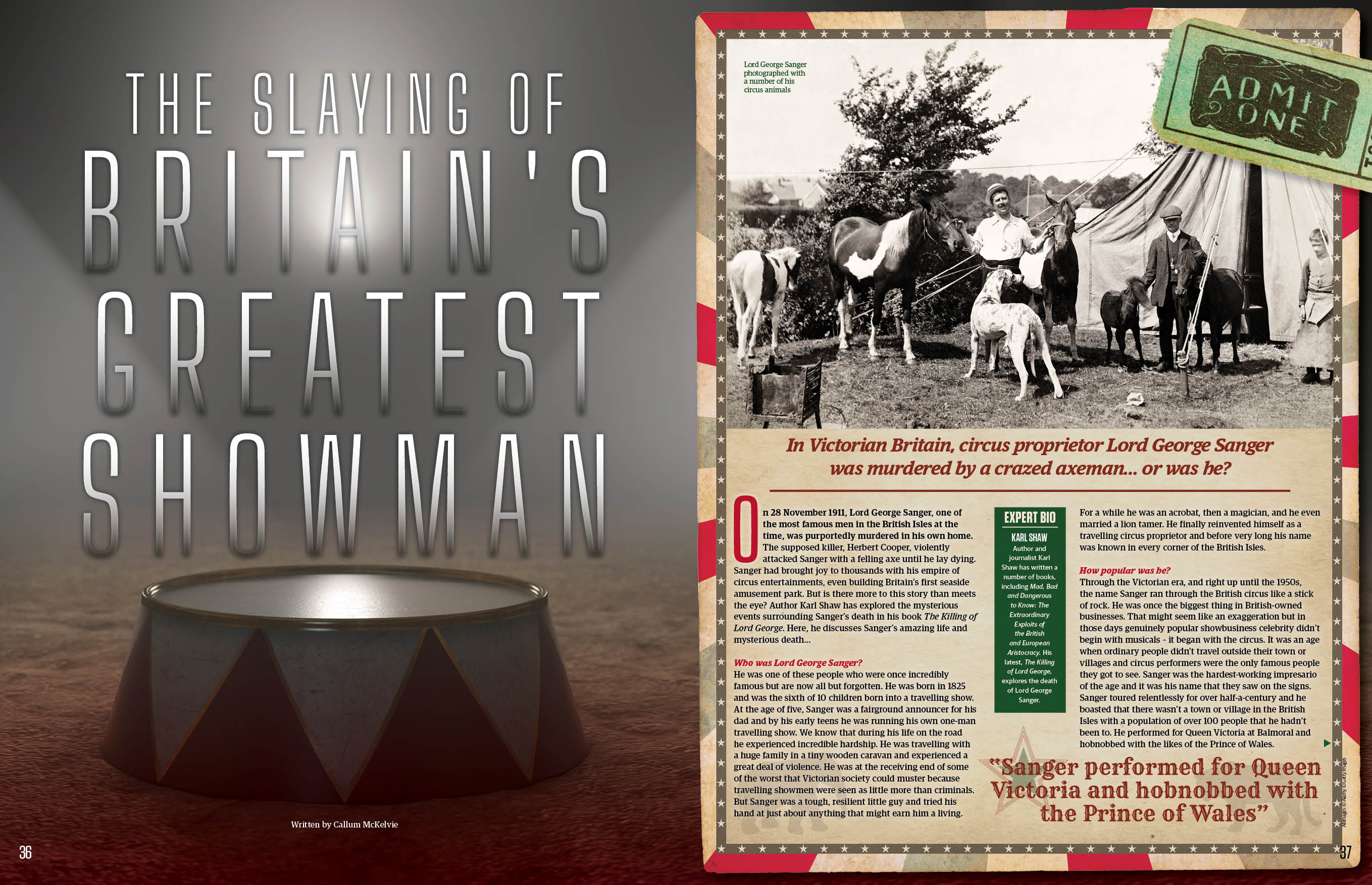 Slaying of Britain's Greatest Showman, feature spread All About History 126