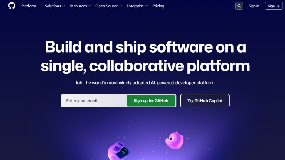 Website screenshot of GitHub (October, 2025)