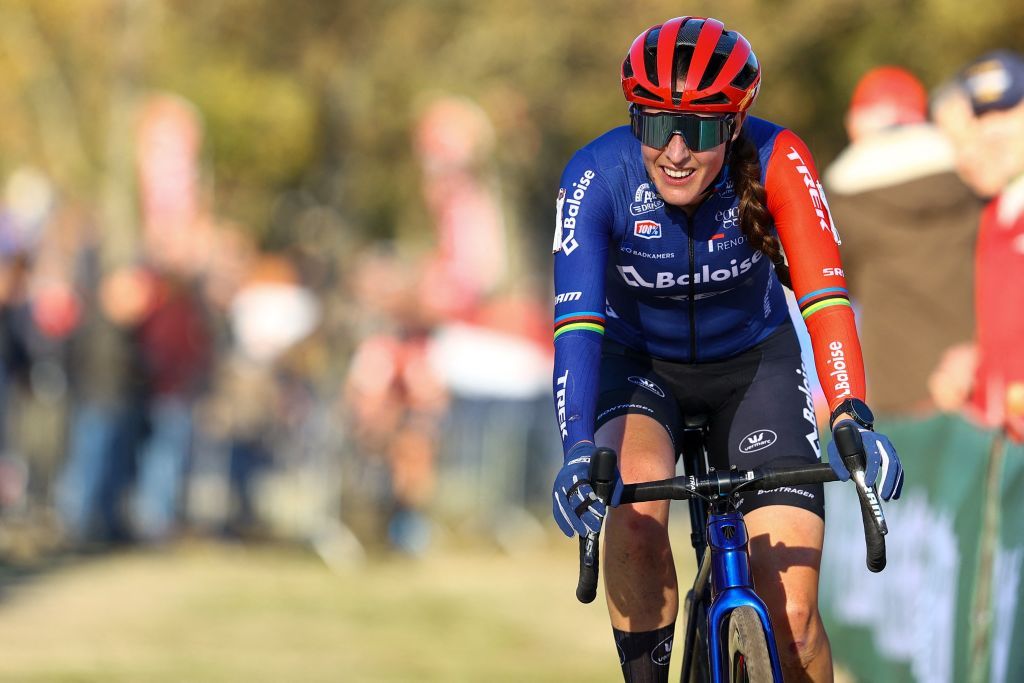 Dutch Lucinda Brand pictured in action during the women elite race at the UCI Cyclocross World Cup cyclocross event in Beekse Bergen The Netherlands Sunday 13 November 2022 the fifth out of 14 stages in the World Cup trophy in the 20222023 season BELGA PHOTO DAVID PINTENS Photo by DAVID PINTENS BELGA MAG Belga via AFP Photo by DAVID PINTENSBELGA MAGAFP via Getty Images