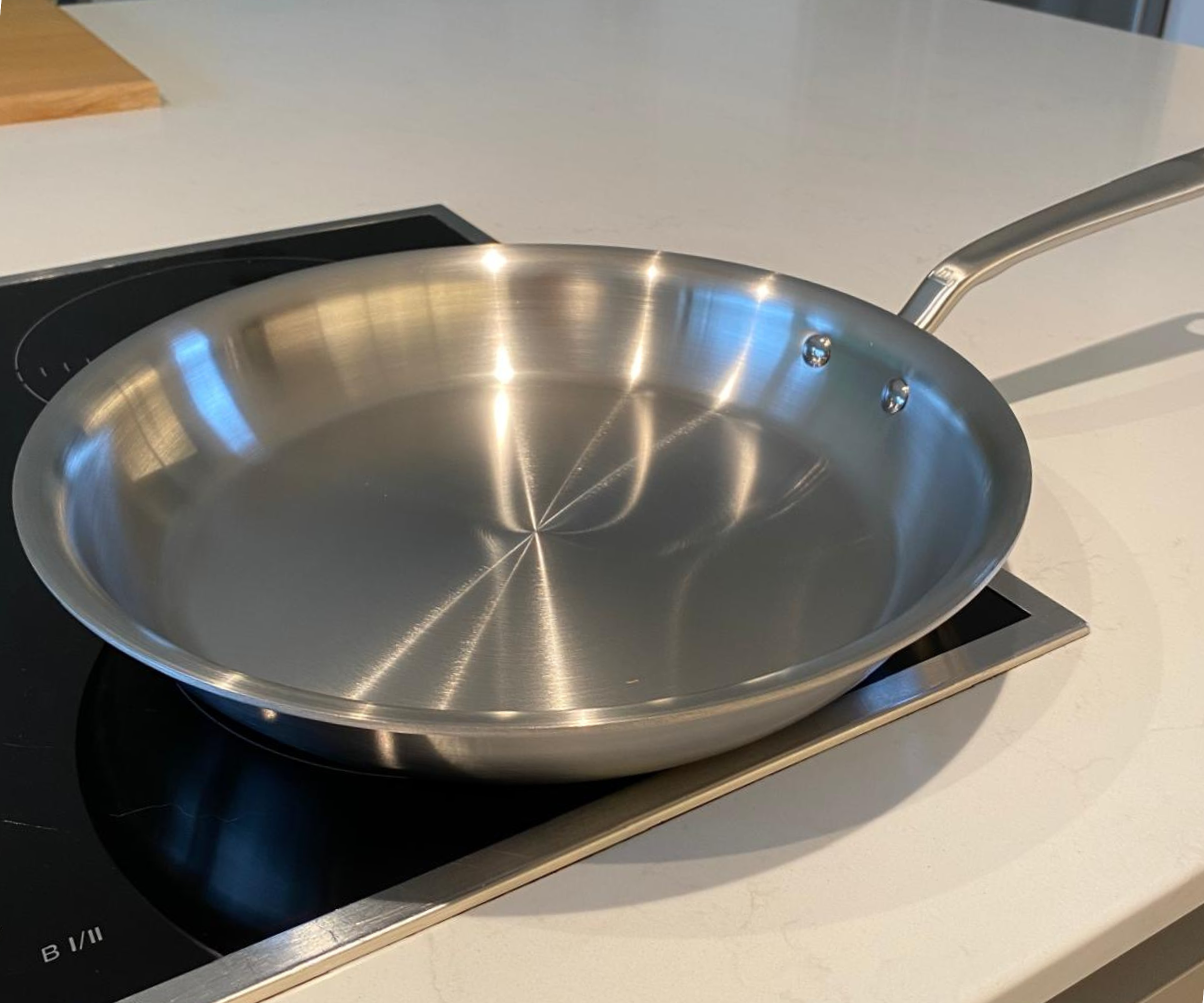 I tested the Made In Stainless Steel skillet on the induction hob in my test kitchen