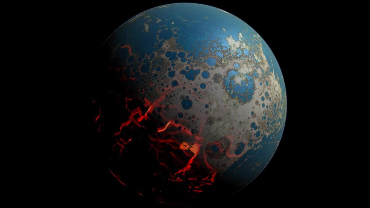 An artist&#039;s impression of the early Earth.