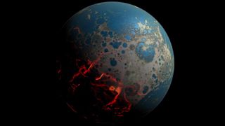 An artist's impression of the early Earth.