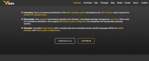 screenshot of the GNU Guix homepage
