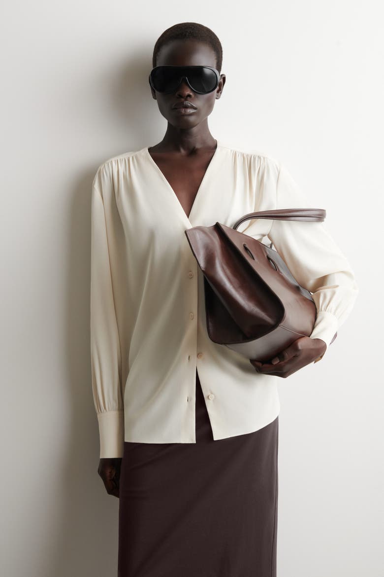 Gathered V-Neck Blouse