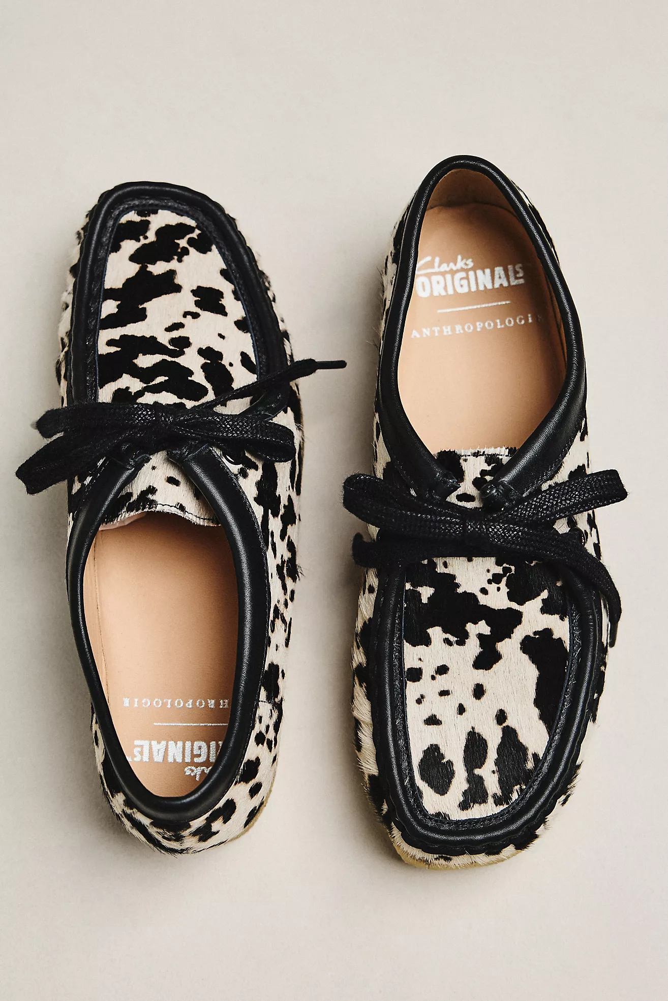 Clarks X Anthropologie Wallaby Cow Print Shoes
