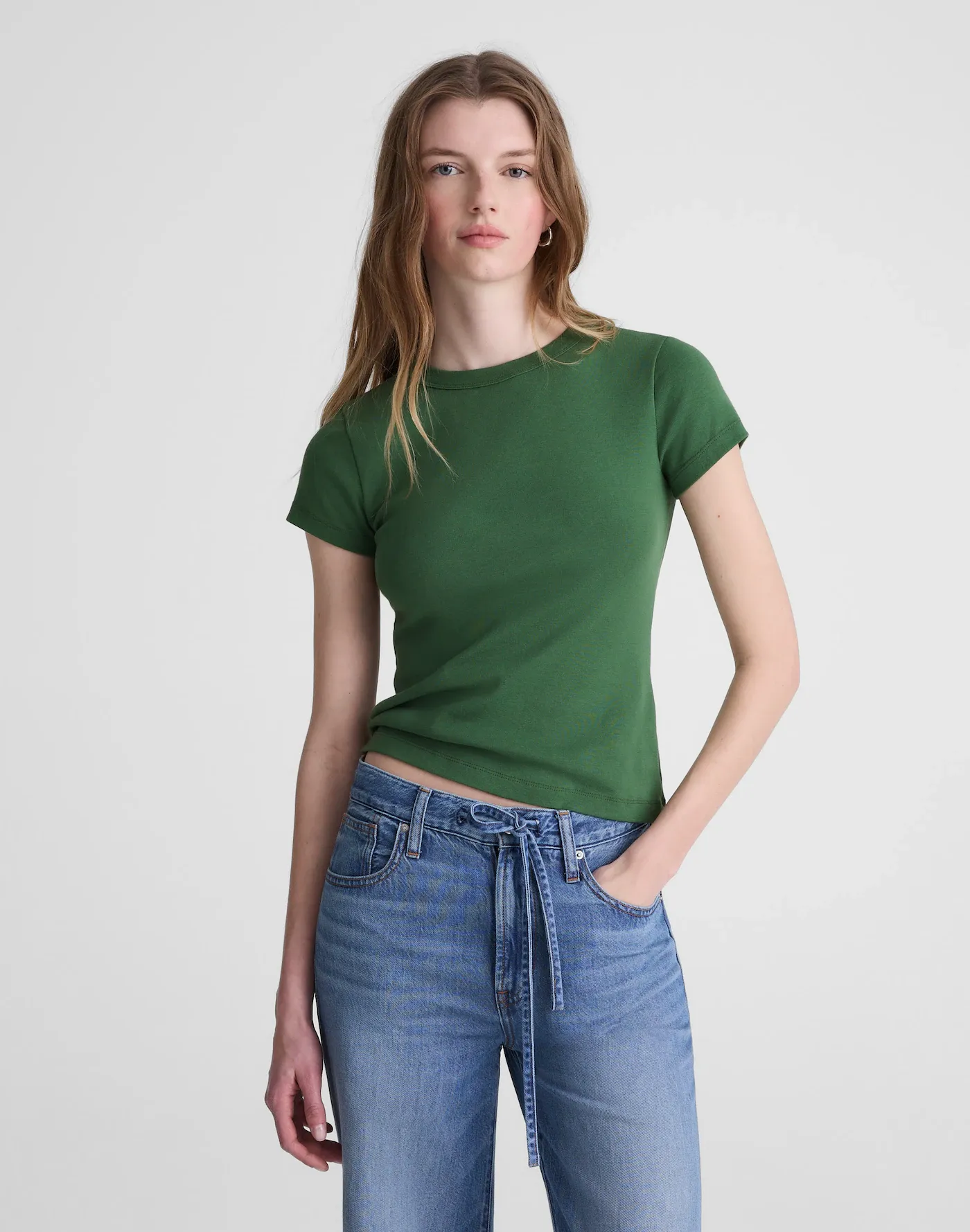 Madewell, 90s Crewneck Tee in Compact Cotton in Garden Green