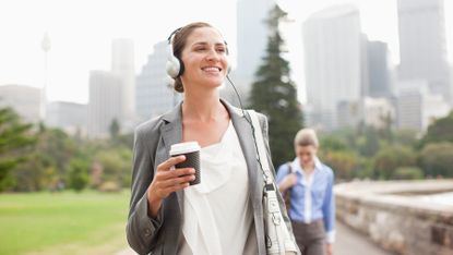 Woman on a walk during work