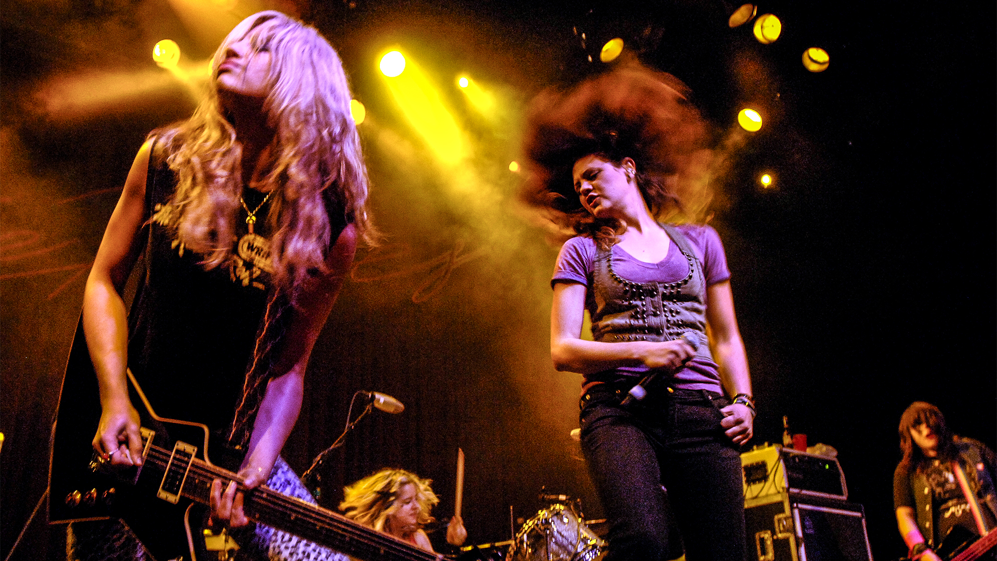 Allison Robertson, Torry Castellano, Brett Anderson, and Maya Ford of The Donnas perform in support of support of their &amp;quot;Bitchin'&amp;quot; release at the Fillmore on February 20, 2008 in San Francisco, California.