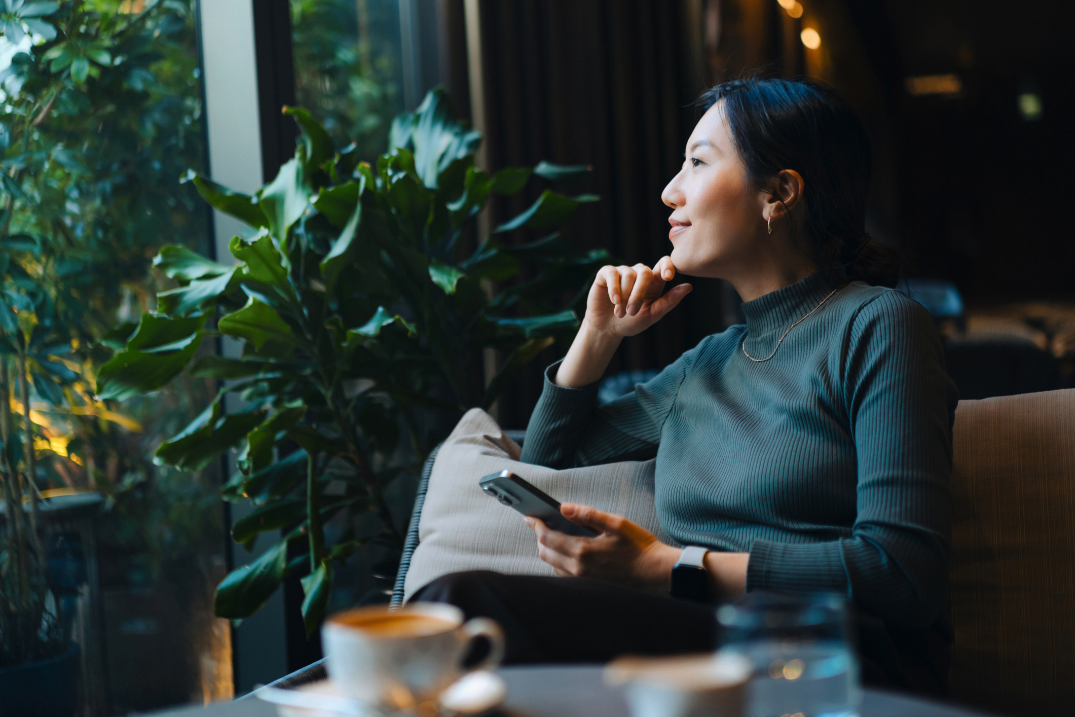 Woman thinking about personal finances