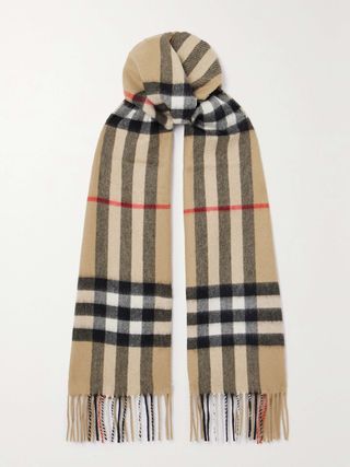 Fringed Checked Cashmere Scarf