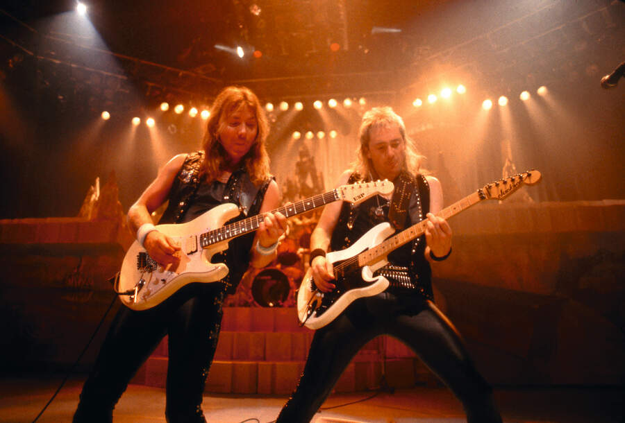 Dave Murray and Adrian Smith onstage